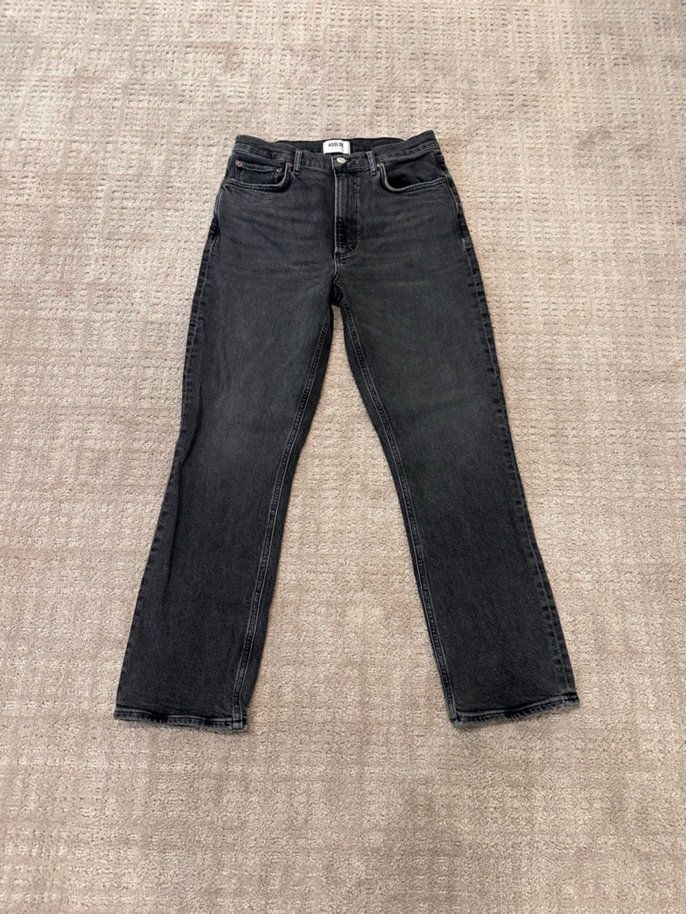 Agolde Stovepipe High-Rise Straight Leg Jeans - Black